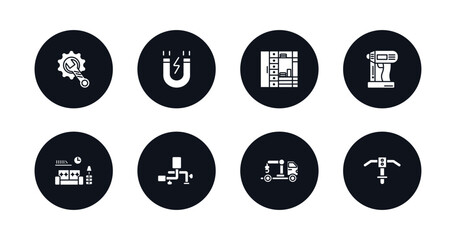 Poster - symbol for mobile filled icons set. filled icons such as wrench and gear, inclined magnet, big clo, 