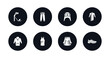© IconArt - symbol for mobile filled icons set. filled icons such as heels, jeans, ushanka, kurta, fleece, sleeveless shirt, kilt, sneaker vector.