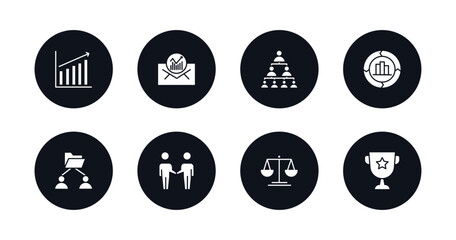 Poster - symbol for mobile filled icons set. filled icons such as graph, email analytics, hierarchy, value chart, users interconnected, partnership, legal, achievement vector.