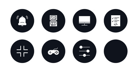 symbol for mobile filled icons set. filled icons such as notification, makeup palette, monitor, script, post, fame, gameplay, filter vector.