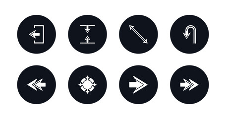 Poster - symbol for mobile filled icons set. filled icons such as exit top right, vertical resize, diagonal arrow, u turn arrow, rewind, zoom directions, right arrow, next vector.