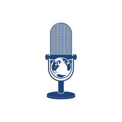 Sticker - Globe News microphone icon isolated on transparent background