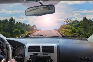 Canvas Print - Riding Car View of the Road