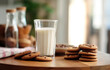 Milk-based breakfasts with chocolate cookies. Ai generated.