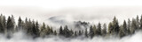 Fototapeta Las - panorama of a coniferous forest in the mist of tree tops. generative ai