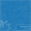 Blueprint US city map of Marysville, California.