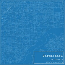 Blueprint US City Map Of Carmichael, California.