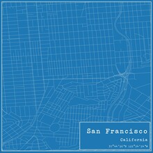 Blueprint US City Map Of San Francisco, California.