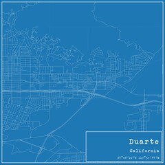  Blueprint US city map of Duarte, California.