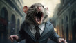 © kichigin19 - rat banker bad politician caricature, greed anger business concept. generative ai