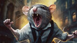 rat banker bad politician caricature, greed anger business concept. generative ai