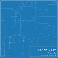  Blueprint US city map of Sugar City, Colorado.