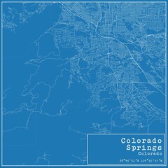 Blueprint US city map of Colorado Springs, Colorado.