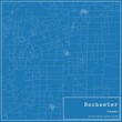 Blueprint US city map of Rochester, Texas.