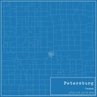 Blueprint US city map of Petersburg, Texas.
