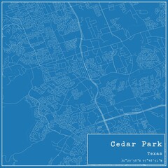 Wall Mural - Blueprint US city map of Cedar Park, Texas.