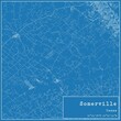 Blueprint US city map of Somerville, Texas.
