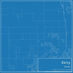  Blueprint US city map of Katy, Texas.