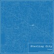Blueprint US city map of Sterling City, Texas.