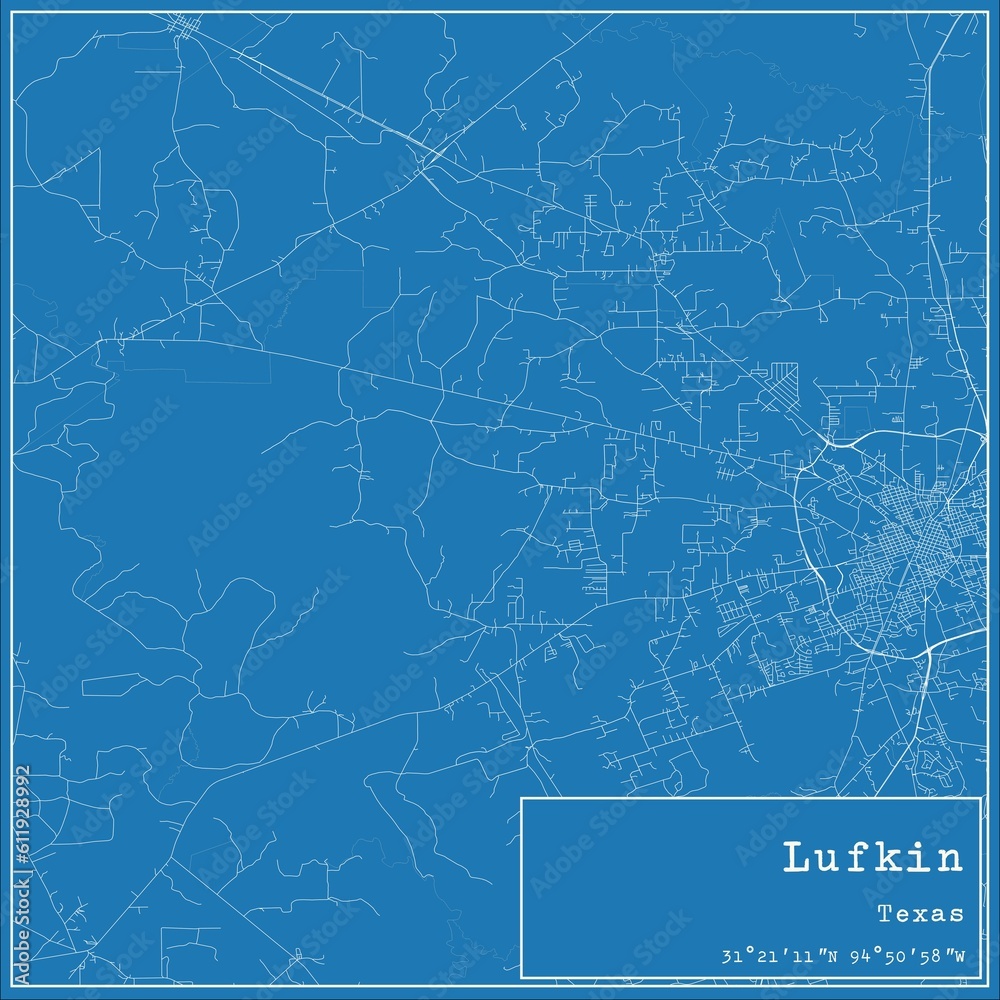 Blueprint US city map of Lufkin, Texas. Stock Photo | Adobe Stock