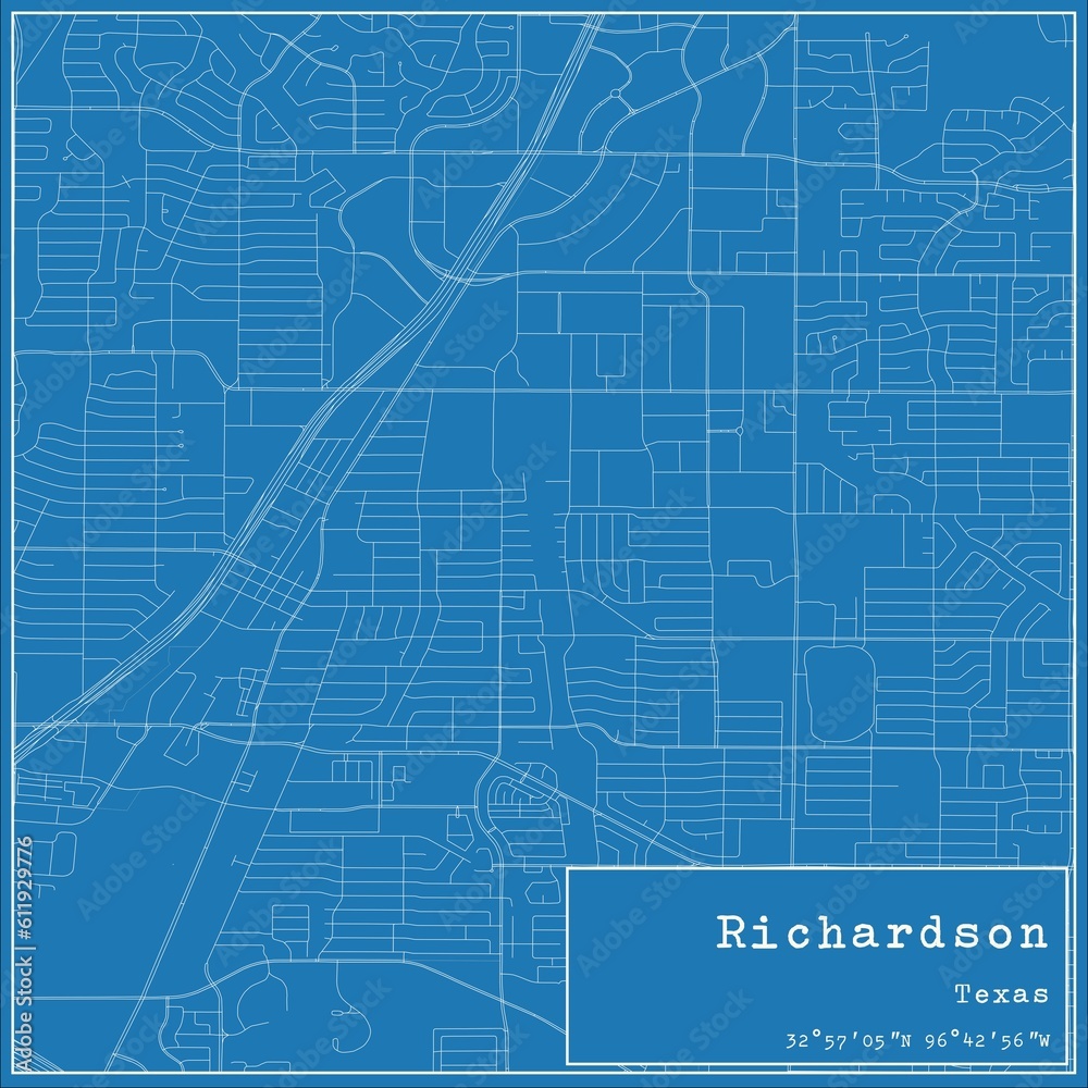 Blueprint US city map of Richardson, Texas. Stock Illustration | Adobe ...