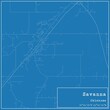 Blueprint US city map of Savanna, Oklahoma.