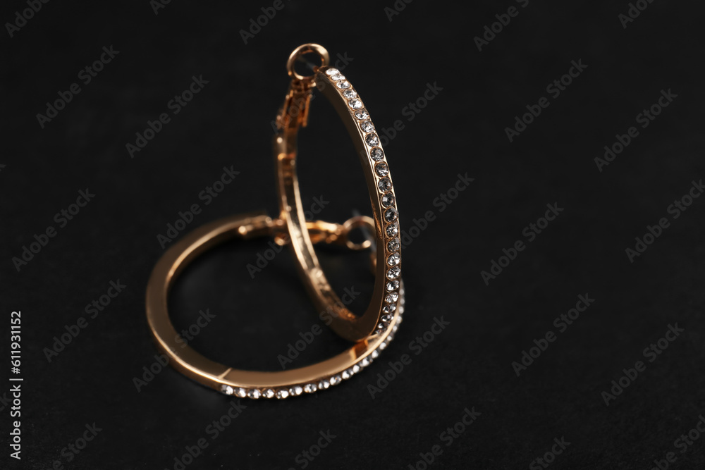 Beautiful earrings on black background