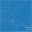 Blueprint US city map of Atkins, Arkansas.
