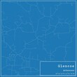 Blueprint US city map of Glencoe, Arkansas.