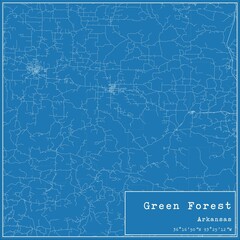 Blueprint US city map of Green Forest, Arkansas.