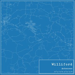Blueprint US city map of Williford, Arkansas.