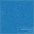 Blueprint US city map of Prattsville, Arkansas.