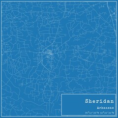  Blueprint US city map of Sheridan, Arkansas.