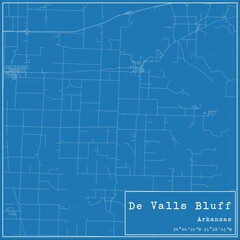 Blueprint US city map of De Valls Bluff, Arkansas.