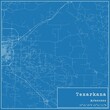 Blueprint US city map of Texarkana, Arkansas.