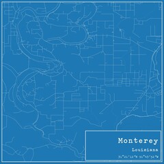  Blueprint US city map of Monterey, Louisiana.