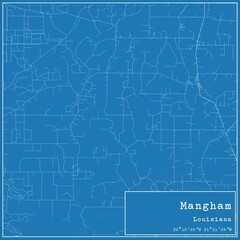  Blueprint US city map of Mangham, Louisiana.