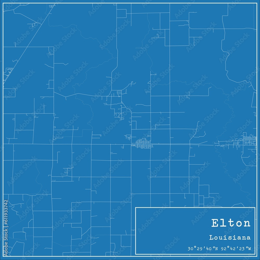 Blueprint US city map of Elton, Louisiana. Stock Illustration | Adobe Stock