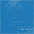 Blueprint US city map of Lake Charles, Louisiana.