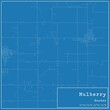 © Rezona - Blueprint US city map of Mulberry, Kansas.