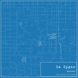 Blueprint US city map of La Cygne, Kansas.