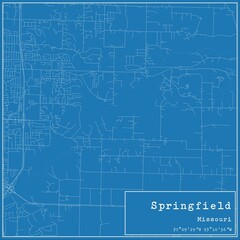  Blueprint US city map of Springfield, Missouri.