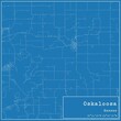 Blueprint US city map of Oskaloosa, Kansas.