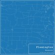 Blueprint US city map of Flemington, Missouri.