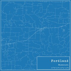  Blueprint US city map of Fordland, Missouri.