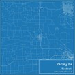 Blueprint US city map of Palmyra, Missouri.