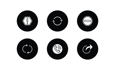 Poster - user interface filled icons set. user interface filled icons pack included exclamation button, retweet, minus, reload, telephone call, share vector.