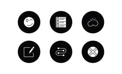 Poster - user interface filled icons set. user interface filled icons pack included wink smile, film list, disconnected chains, compose, wiring, jamaican vector.