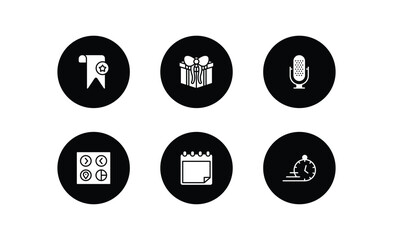 Poster - user interface filled icons set. user interface filled icons pack included bookmark, giftbox, mic, user ting interface, padnote, express vector.