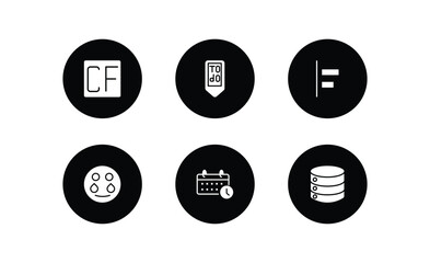 Poster - user interface filled icons set. user interface filled icons pack included cf, to do, object alignment, crying smile, timetable, disk storage vector.